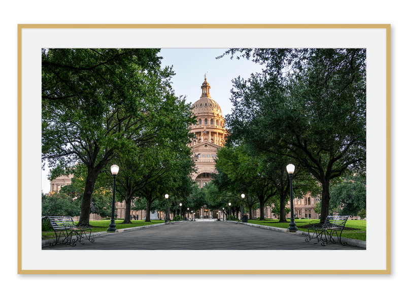 Morning sun shines on the Texas Capitol