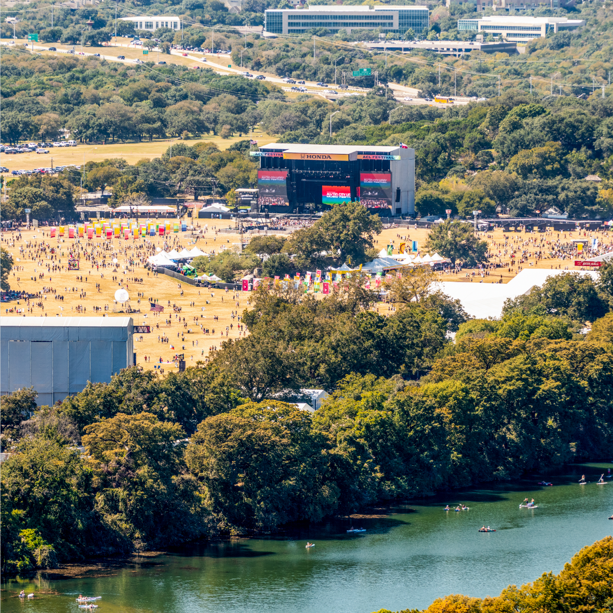 Festival goers enjoy a beautiful day at Austin City Limits