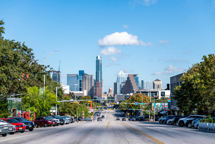 Austin skyline viewed from South Congress Avenue