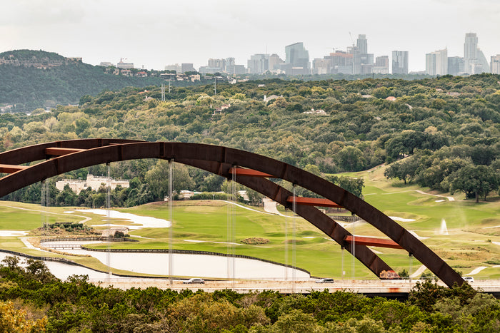 Pennybacker Bridge, ACC Golf Course and the Austin skyline